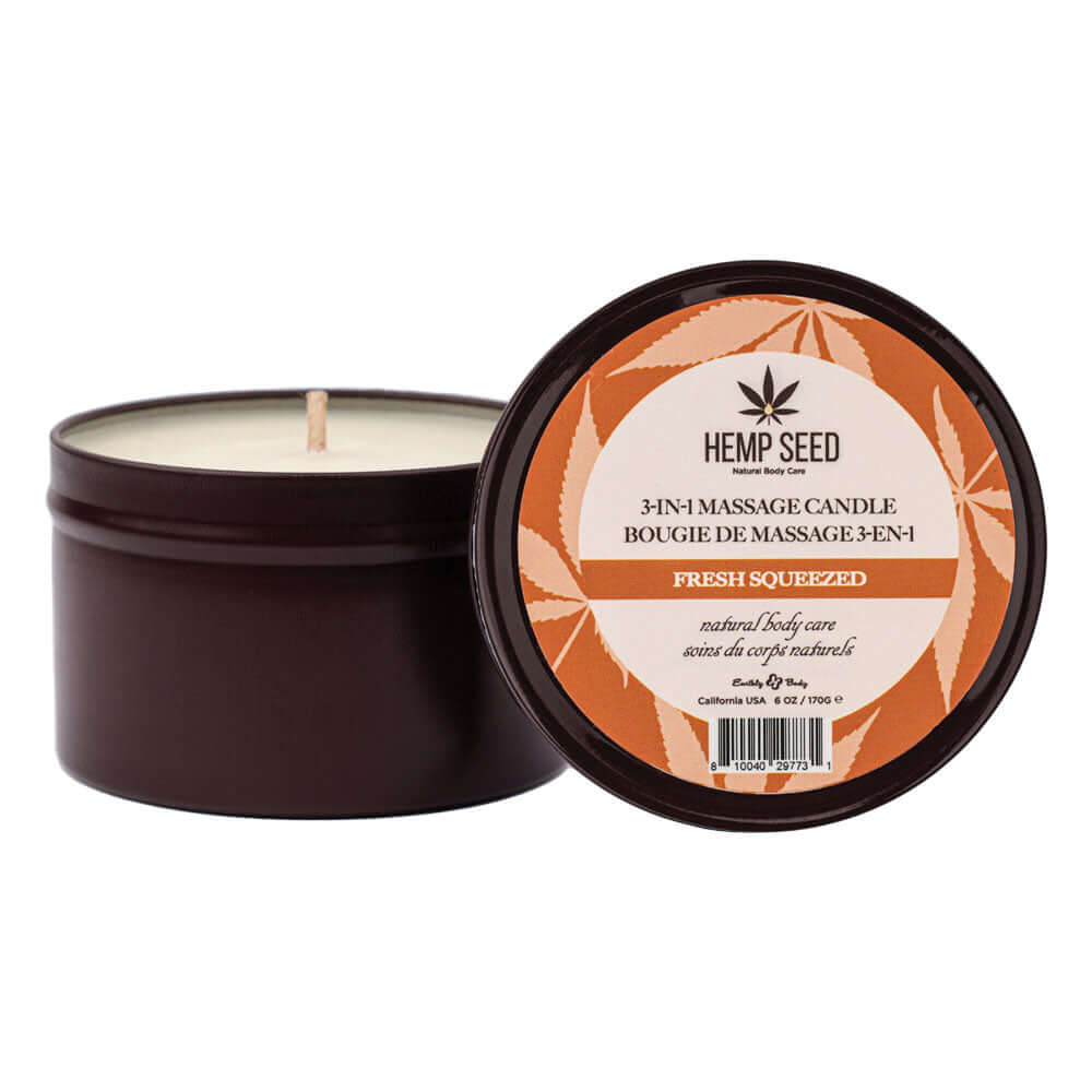 Hemp Seed 3-In-1 Massage Candle - Fresh Squeezed (Bitter Orange