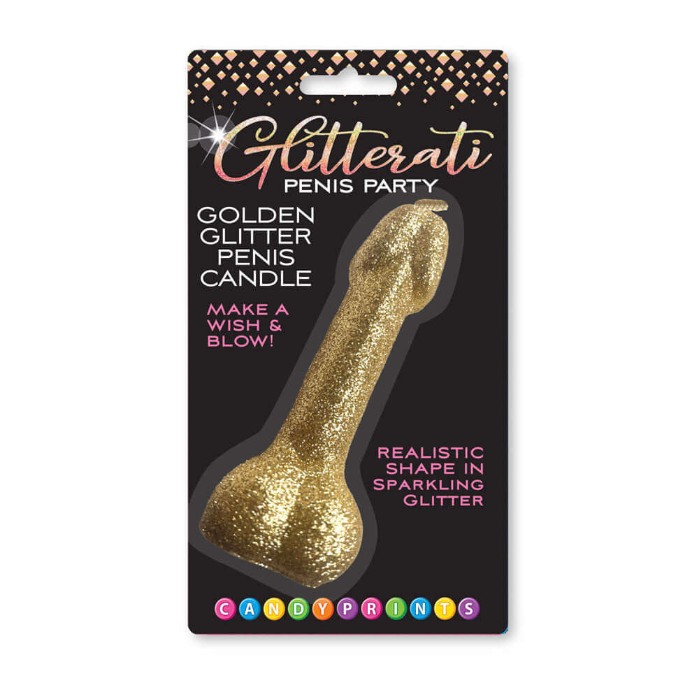 Glitterati Gold Glitter Penis Candle - Gold 10 cm Penis Party Candle