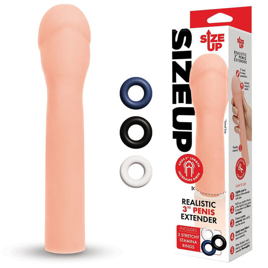 Size Up Realistic 3'' Penis Extender Flesh 7.6 cm