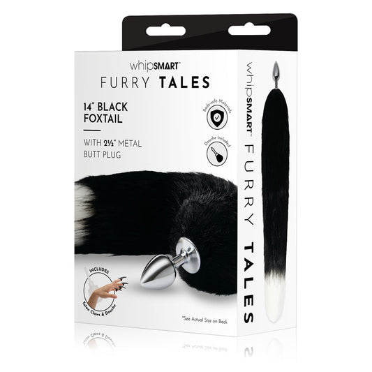 WhipSmart Furry Tales 14 Inch Fox Tail Metal 6.3 cm Butt Plug with Black Fox Tail
