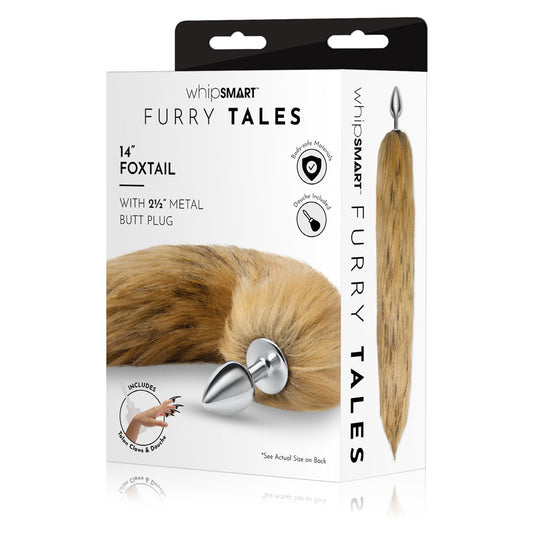 WhipSmart Furry Tales 14 Inch Fox Tail Metal 6.3 cm Butt Plug with Brown Fox Tail