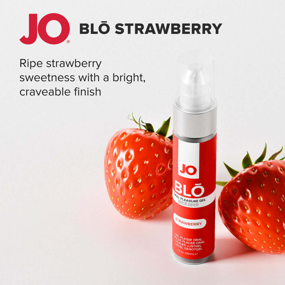 JO Blo Strawberry - Strawberry Flavoured Oral Pleasure Gel - 30 ml Bottle