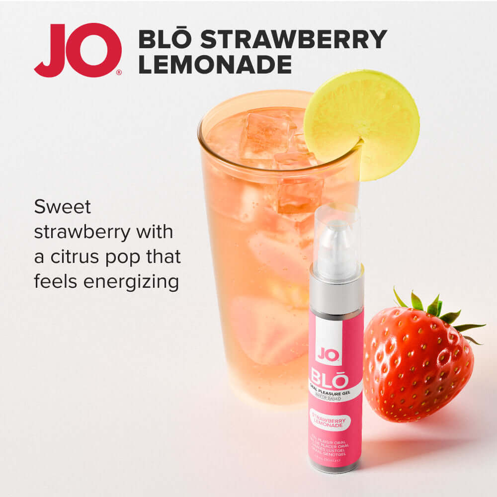 JO Blo Strawberry Lemonade - Strawberry Lemonade Flavoured Oral Pleasure Gel - 30 ml Bottle