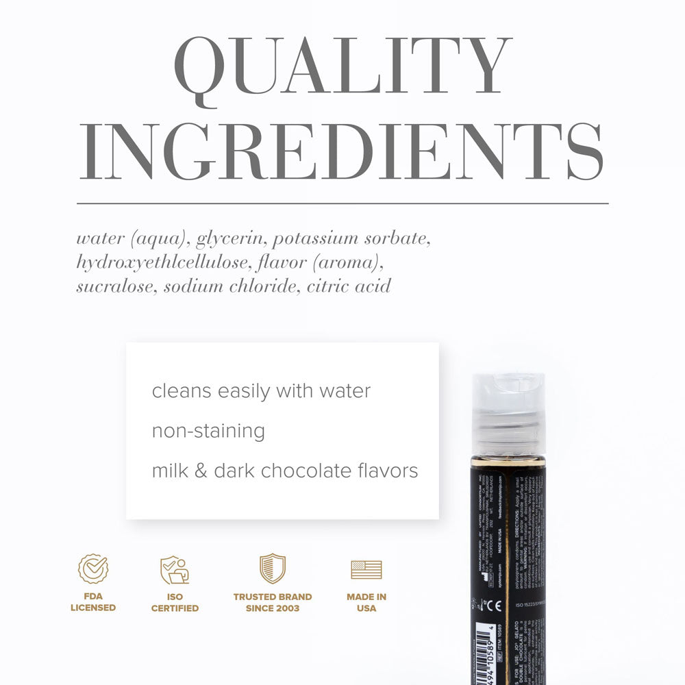 JO Gelato Decadent Double Chocolate Lubricant - 30 mL - Chocolate Flavoured Water Based Lubricant - 30 ml Bottle