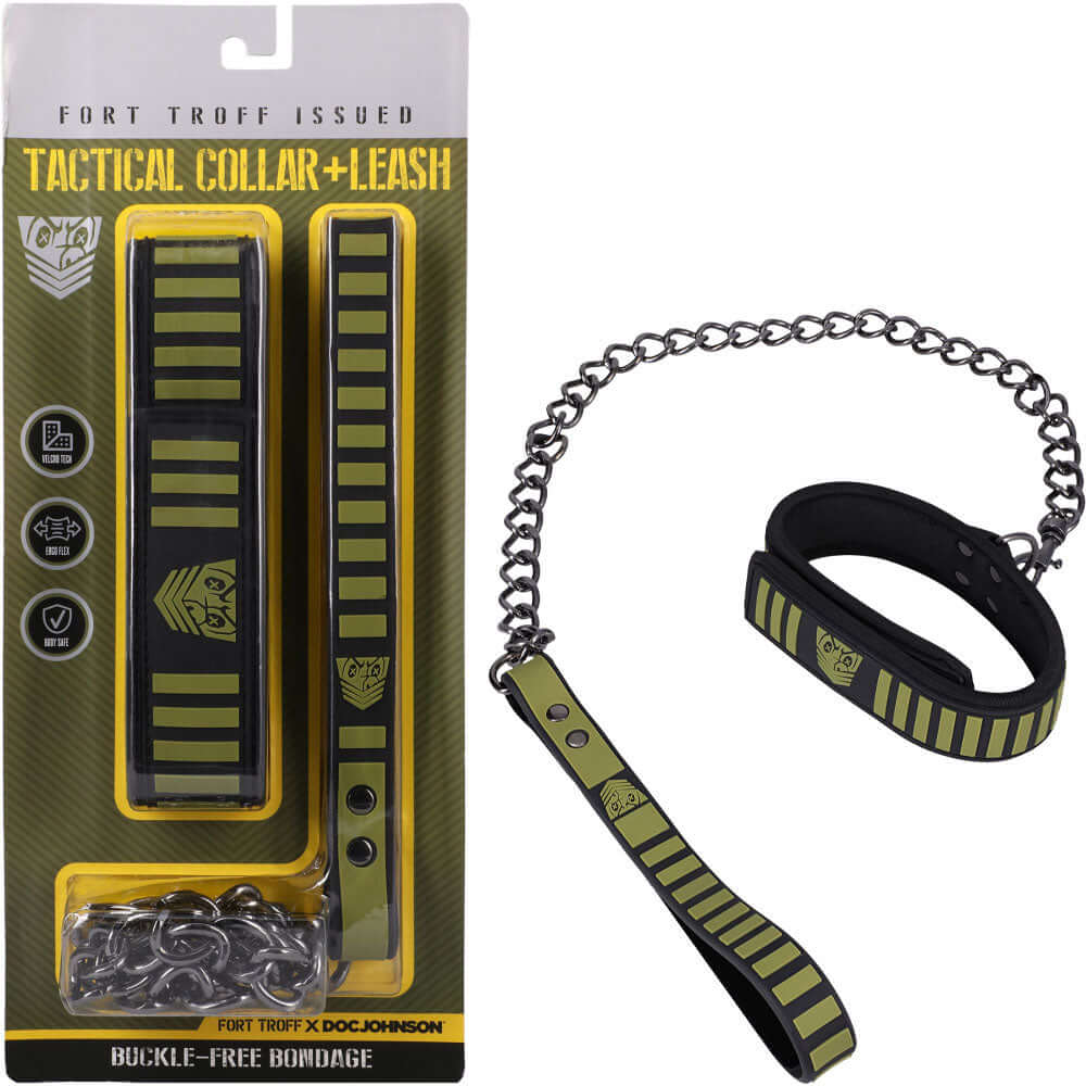 Fort Troff - Tactical Collar & Leash - Black/Green Restraint