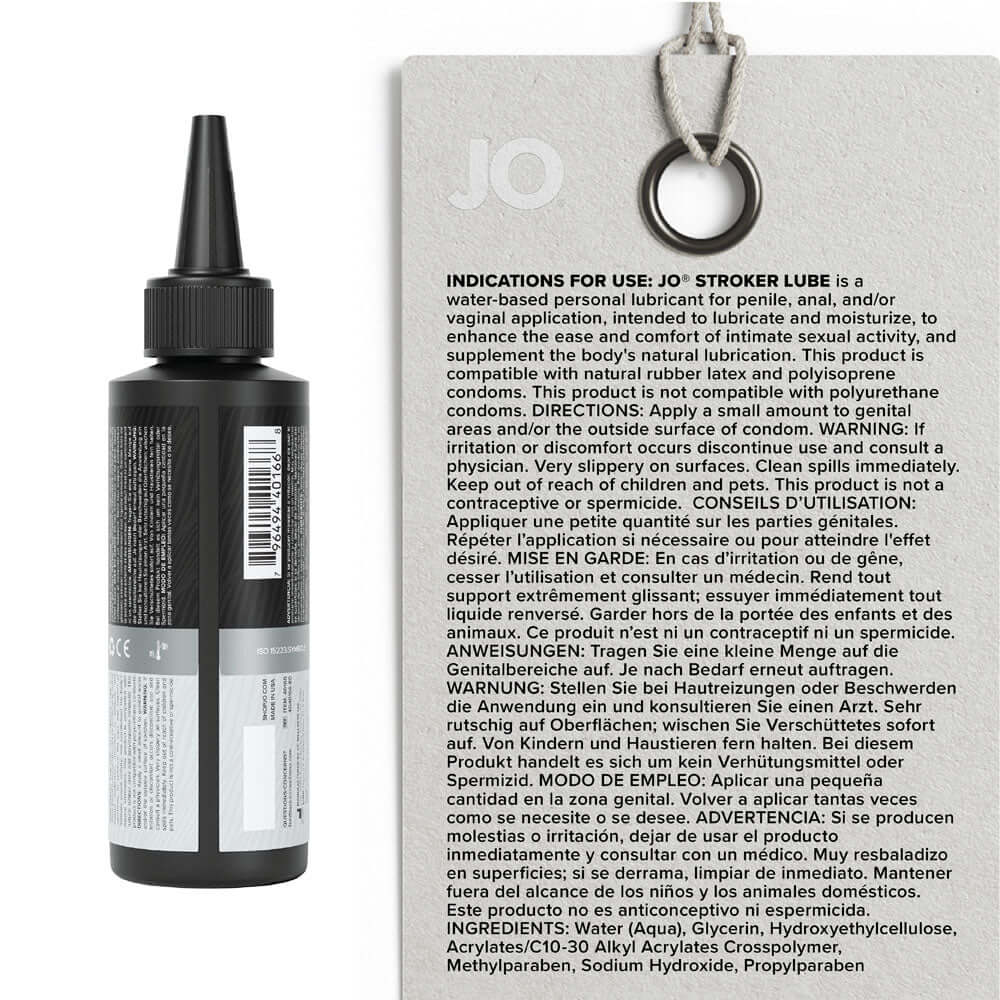 JO Stroker Lube - 120 ml - Water Based Stroker Lubricant - 120 ml Bottle