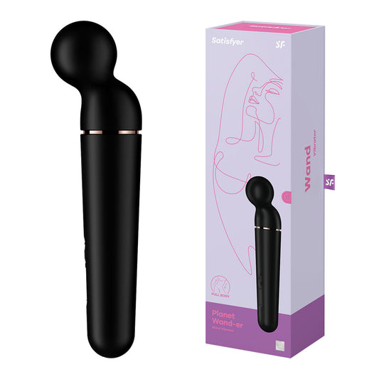 Satisfyer Planet Wand-er - Black/Rose Gold USB Rechargeable Massager Wand