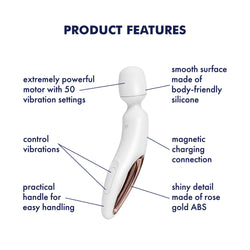 Satisfyer Wand-erland - White - White/Rose Gold USB Rechargeable Massage Wand
