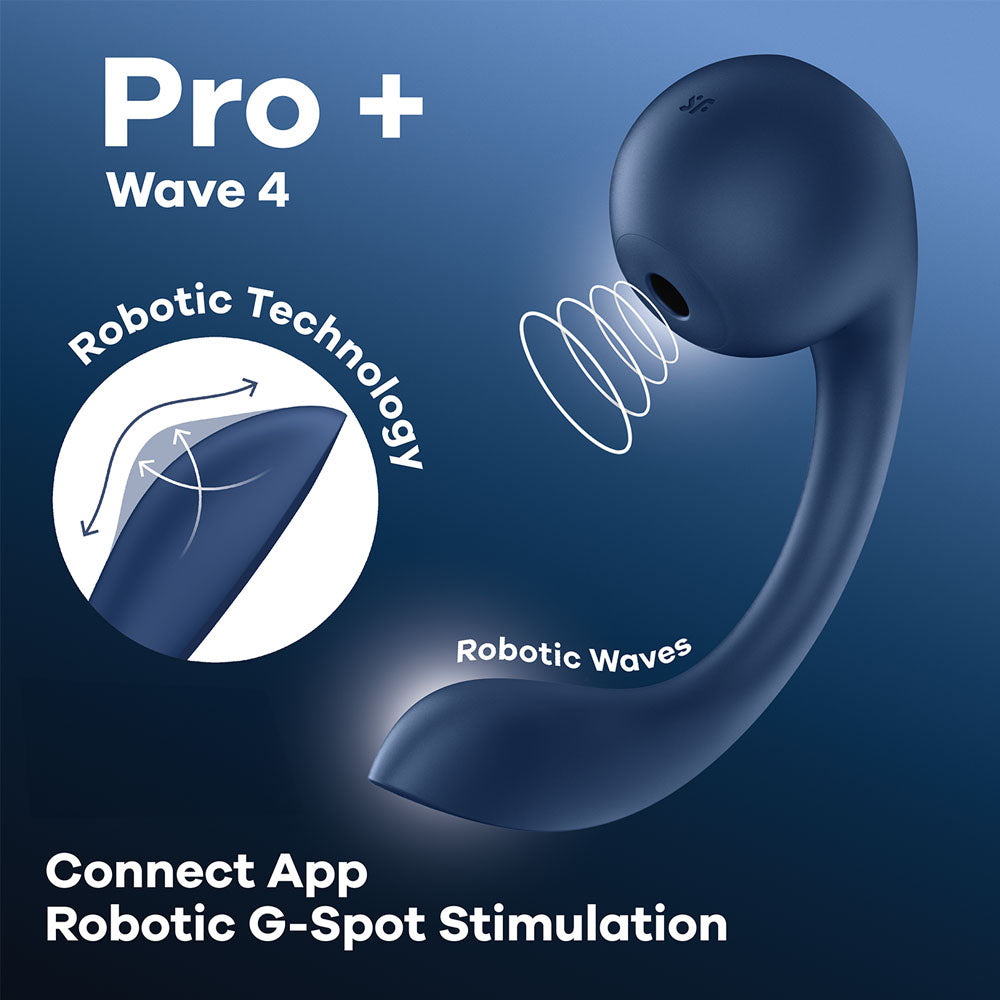 Satisfyer Pro+ Wave 4 Blue USB Rechargeable Vibrator with Air Pulse Stimulation and App Control