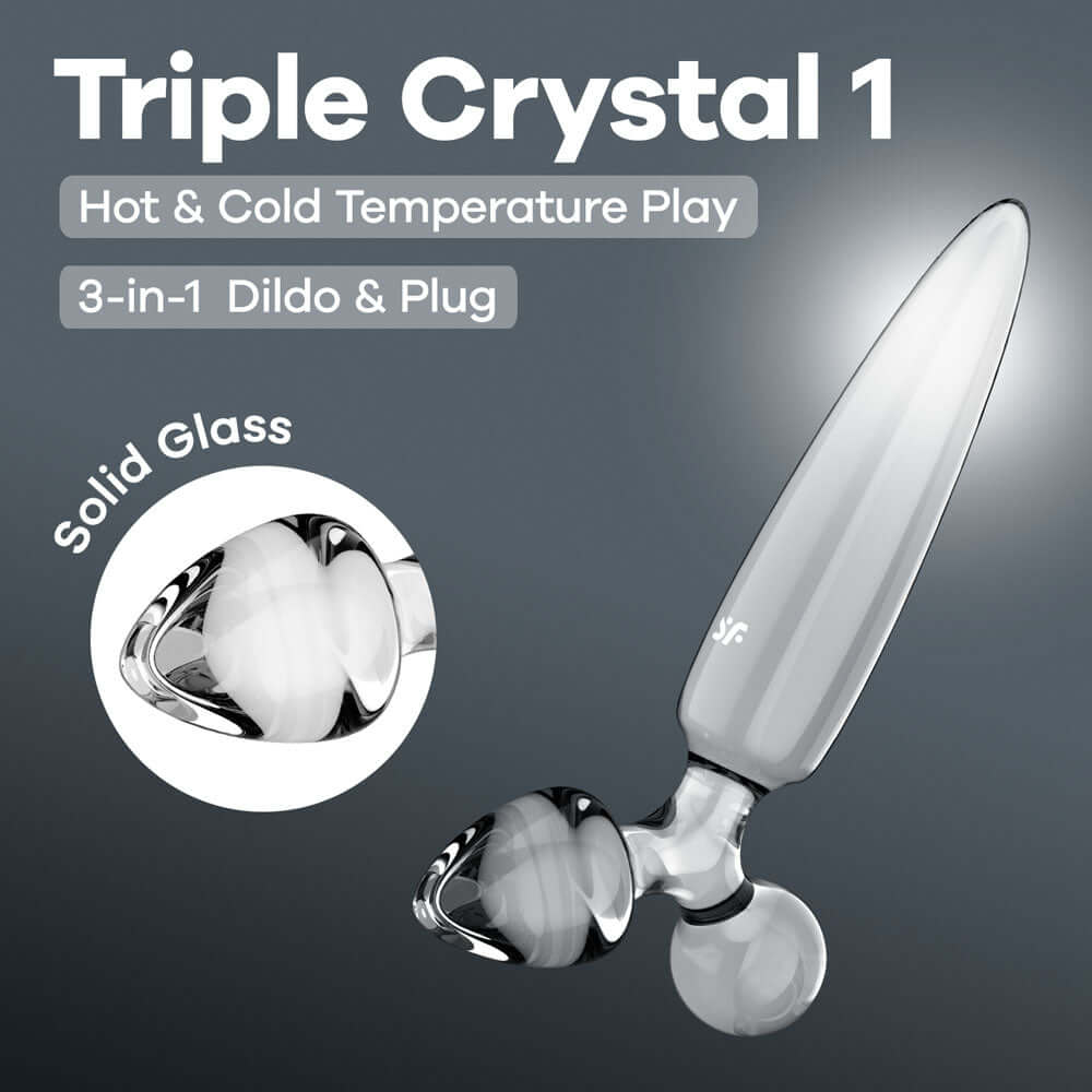 Satisfyer Triple Crystal 1 - Clear - Clear Glass 3-in-1 Butt Plug