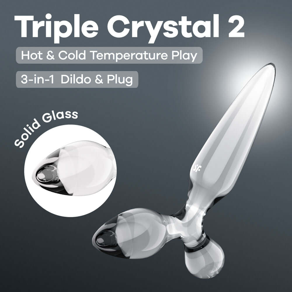 Satisfyer Triple Crystal 2 - Clear - Clear Glass 3-in-1 Butt Plug