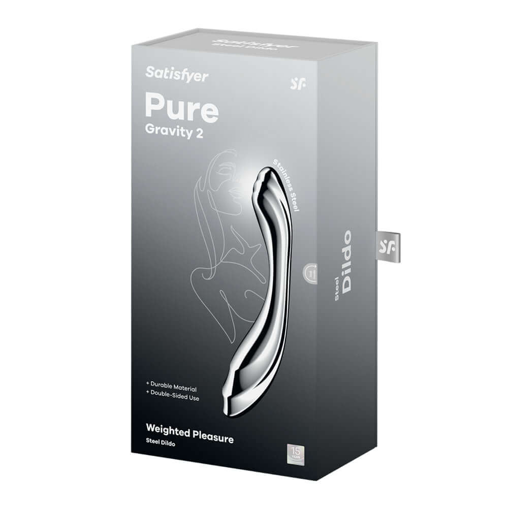 Satisfyer Pure Gravity 2 - Chrome Steel 21 cm Dildo