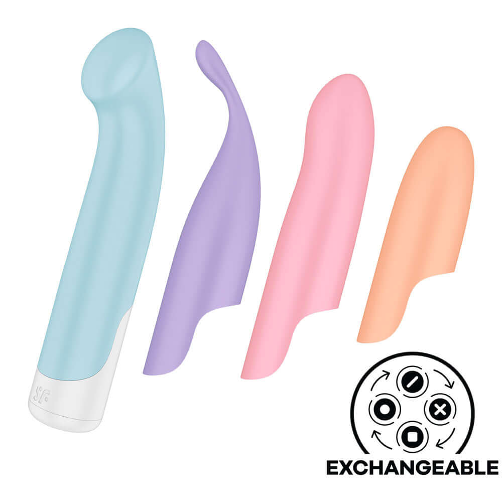 Satisfyer Playful Four - Coloured USB Rechargeable Vibrator with 4 Interchangeable