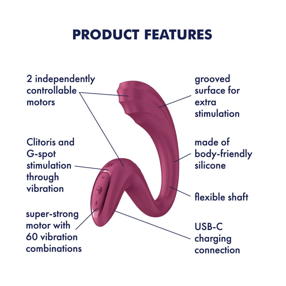 Satisfyer G For Goddess 3 - Wine Red - Wine Red 16 cm USB-C Rechargeable Vibrator with Clit Stim