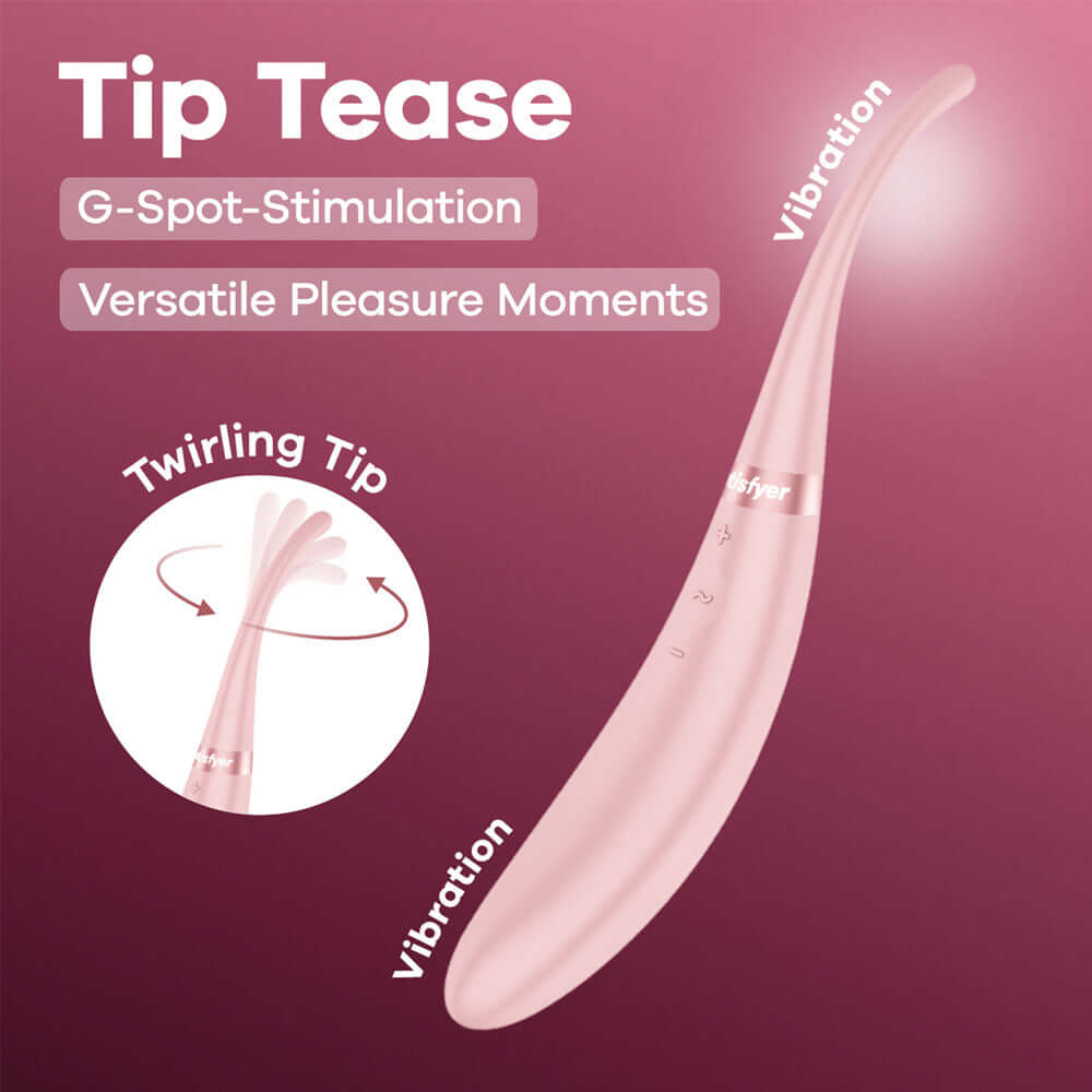 Satisfyer Tip Tease - Rose - Rose USB Rechargeable Vibrator with Twirling Tip