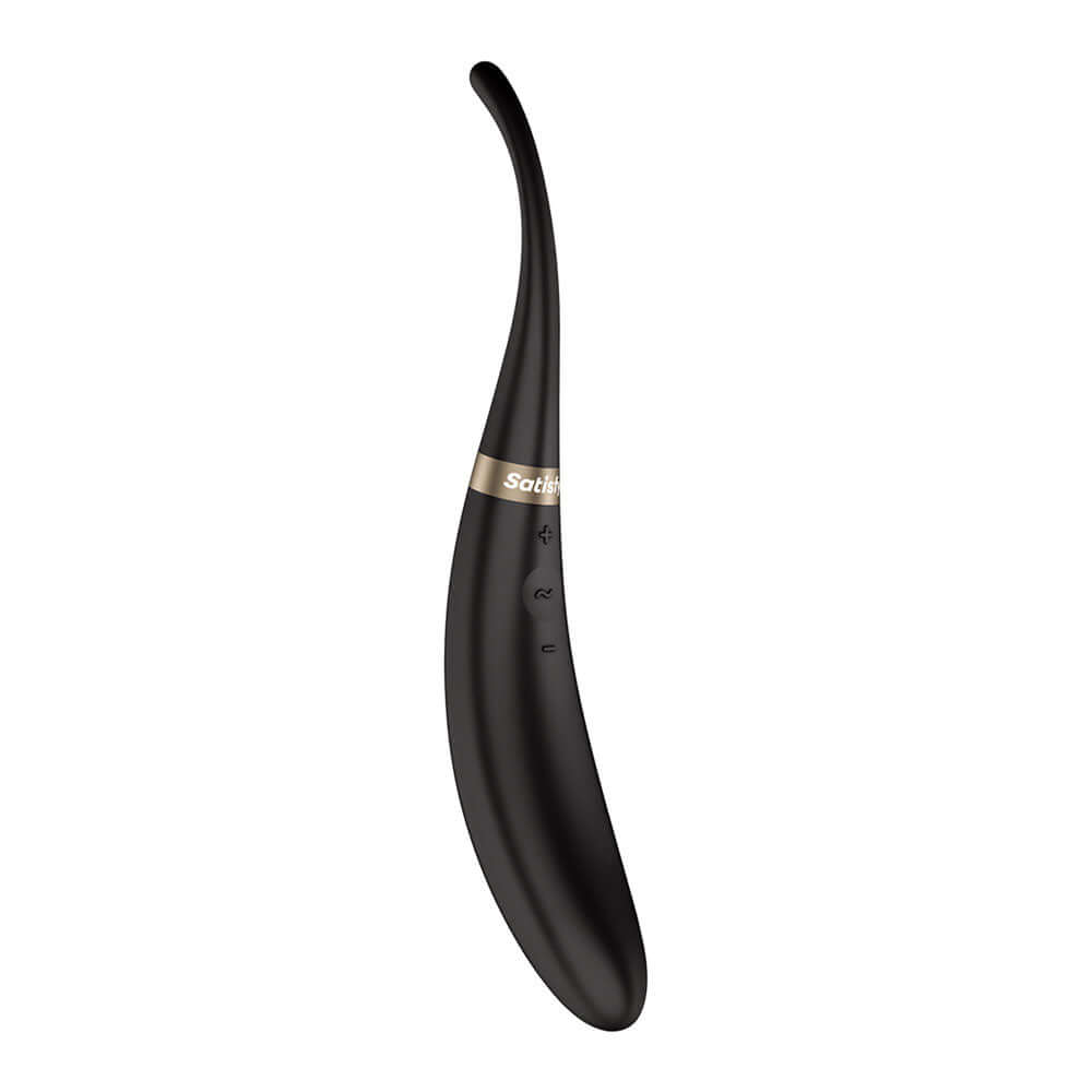 Satisfyer Tip Tease - Black - Black USB Rechargeable Vibrator with Twirling Tip