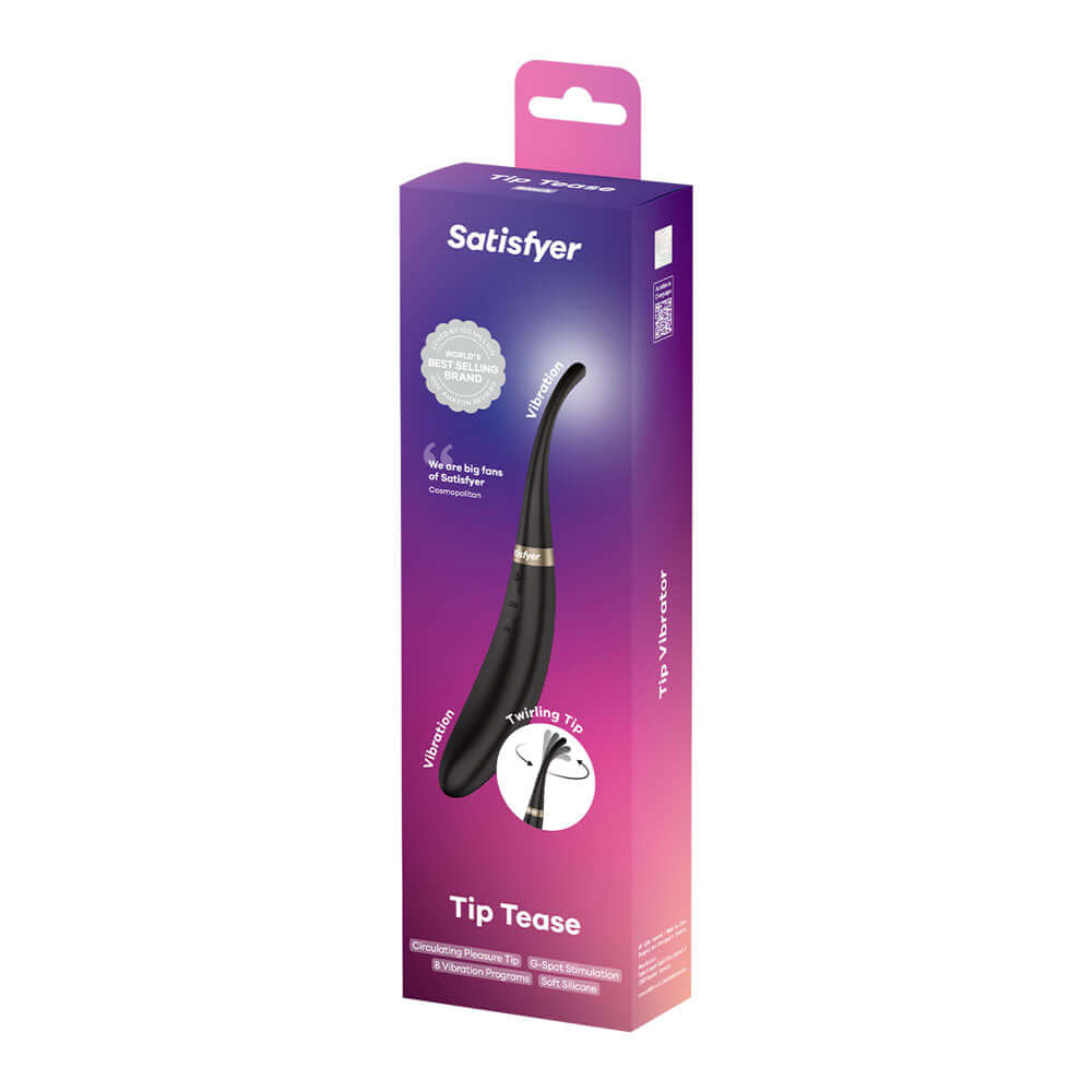 Satisfyer Tip Tease - Black - Black USB Rechargeable Vibrator with Twirling Tip