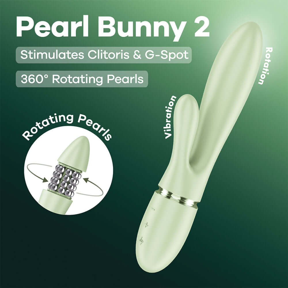 Satisfyer Pearl Bunny 2 - Light Green - Light Green 21.5 cm USB-C Rechargeable Rabbit Vibrator