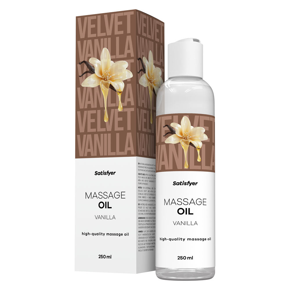 Satisfyer Massage Oil 250 ml Vanilla - Vanilla Scented Massage Oil - 250 ml Bottle