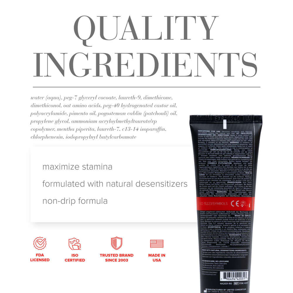 JO Prolonger Gel - 60 mL - Penis Desensitising Gel - 60 ml Tube