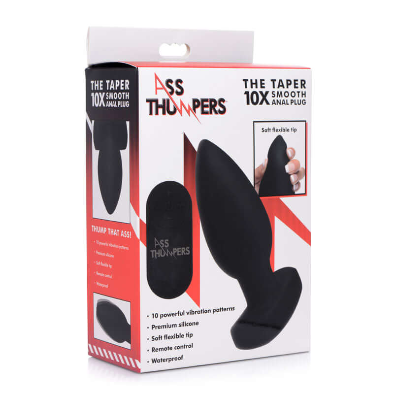 Ass Thumpers The Taper - Black 13 cm USB Rechargeable Vibrating Butt Plug with Wireless Remote
