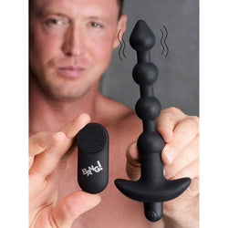 Bang! Vibrating Anal Beads - Black 19 cm USB Rechargeable Anal Beads with Wireless Remote