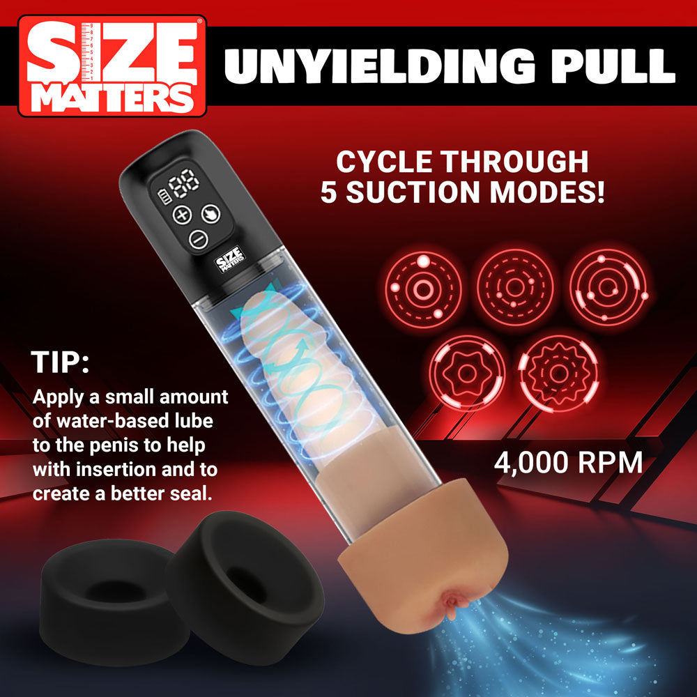 Size Matters Sucking Penis Pump Plus Attachments Clear USB Rechargeable