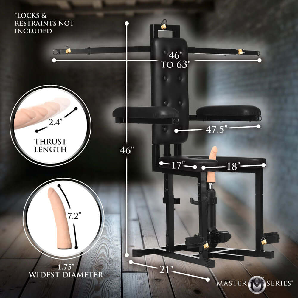 Master Series Enforcer Chair with Sex Machine - Deluxe Restraint Chair with Mains Powered Sex Machine