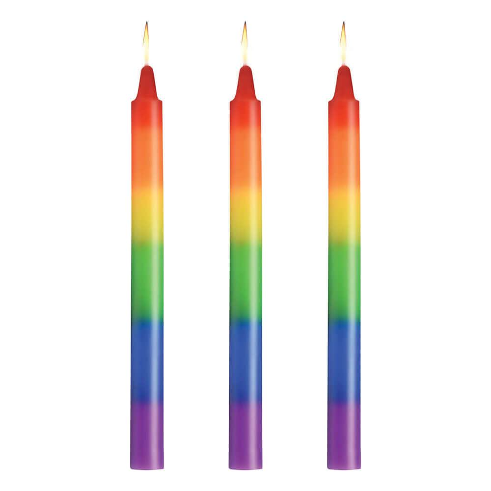 Master Series Pride Candles - Rainbow Drip Candles - Set of 3