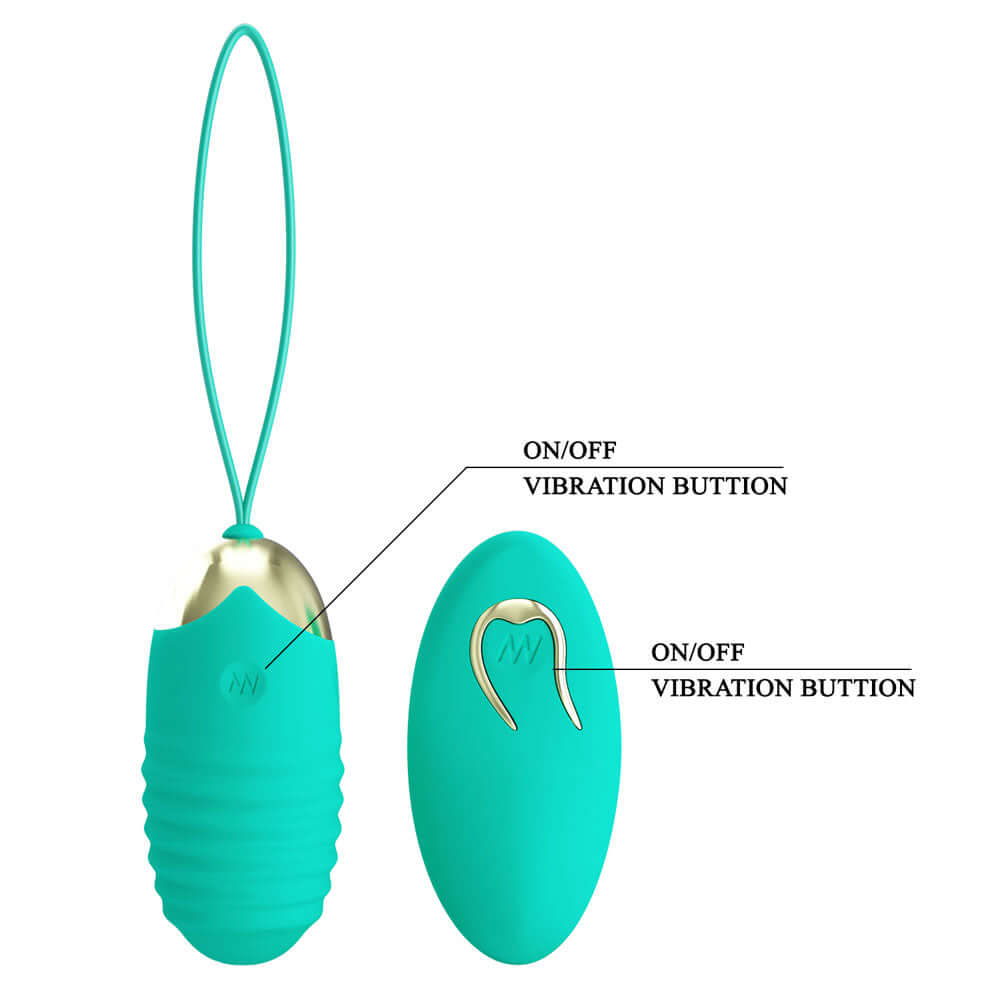 Party Up IAN Remote Egg - Teal - Teal USB Rechargeable Vibrating Egg with Wireless Remote