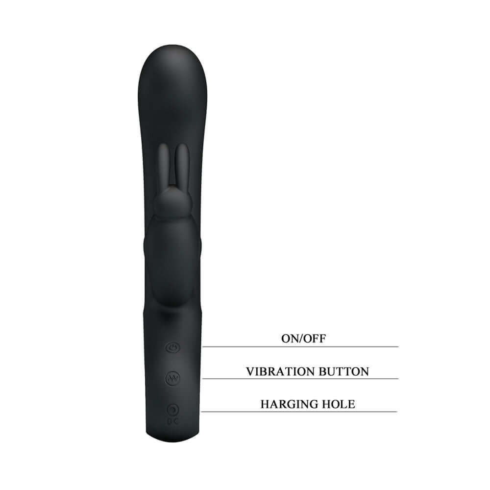 Party Up COLIN Rabbit Vibe - Black - Black 21 cm USB Rechargeable Rabbit Vibrator