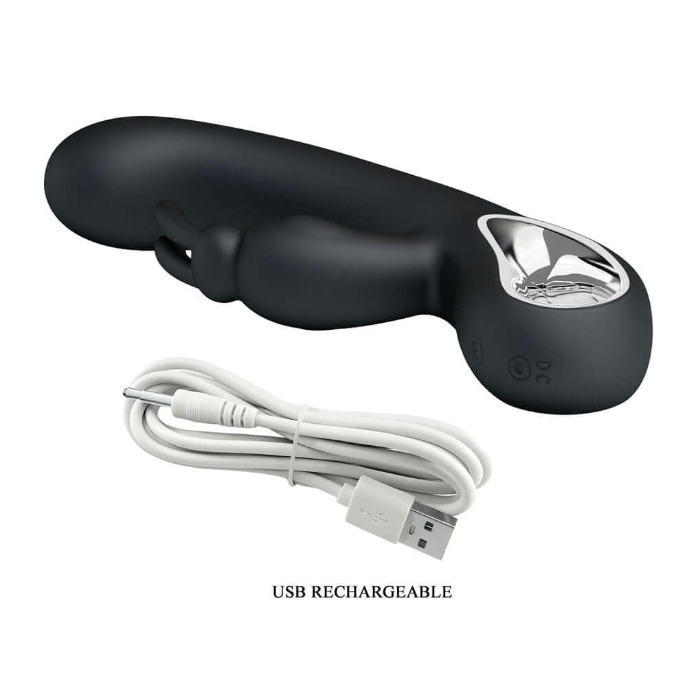 Party Up COLIN Rabbit Vibe - Black - Black 21 cm USB Rechargeable Rabbit Vibrator