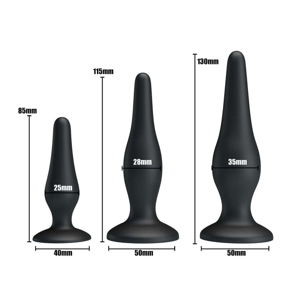 Party Up JERRY Butt Plug Set - Black Butt Plugs - Set of 3 Sizes