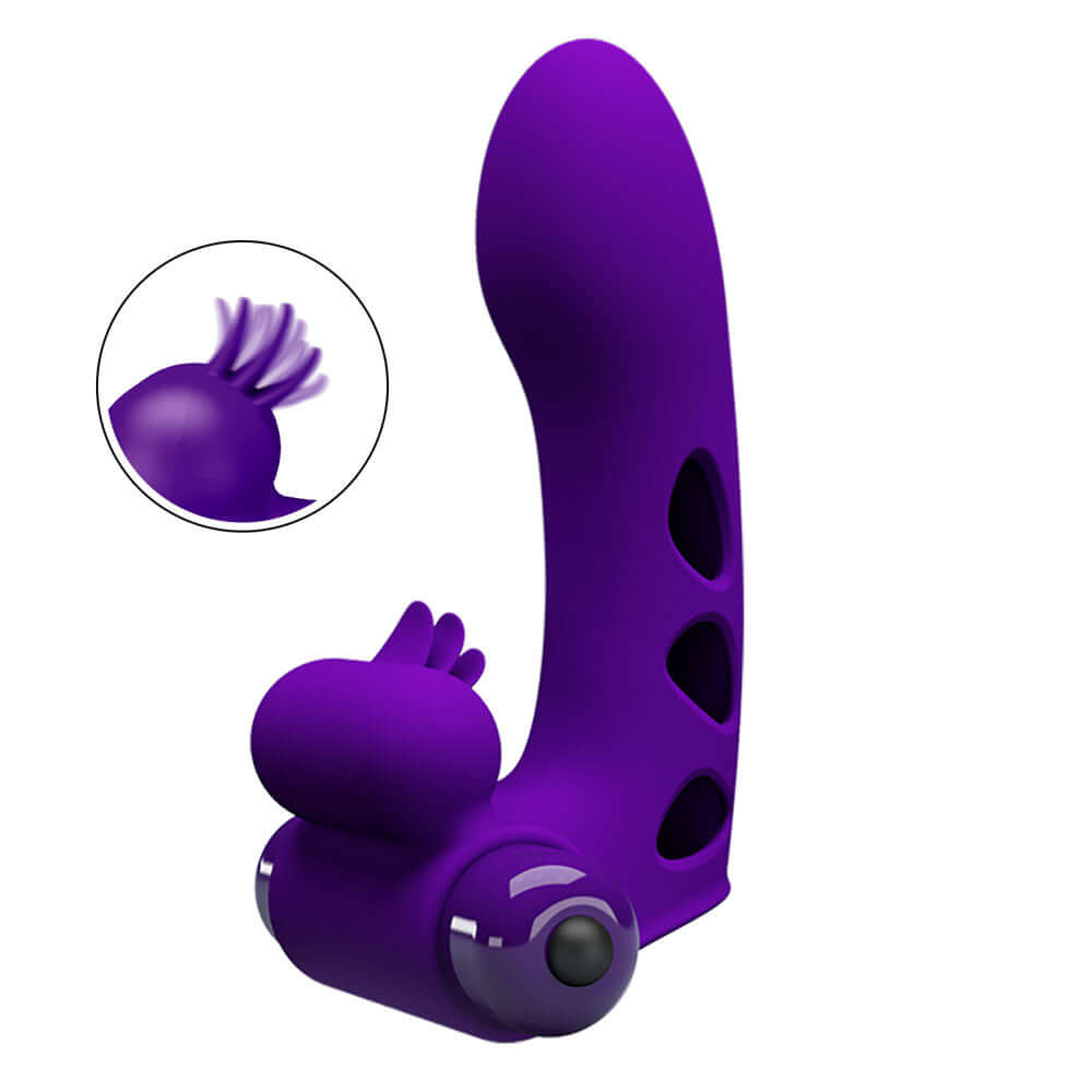 Party Up MIKE Finger Vibe - Purple - Purple Vibrating Finger Vibrator