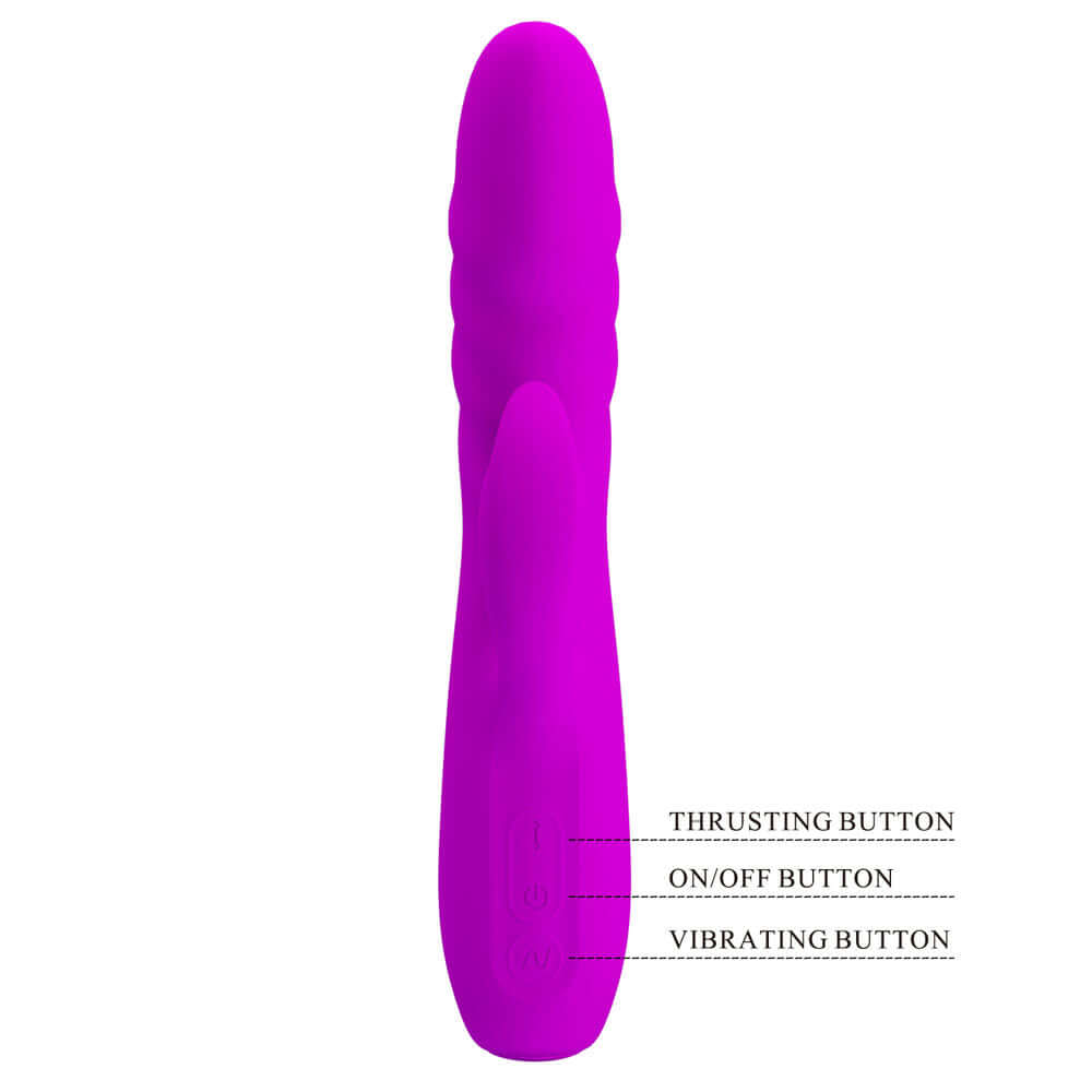 Party Up BOB Thrusting Vibe - Purple - Purple 25 cm USB Rechargeable Thrusting Rabbit Vibrator