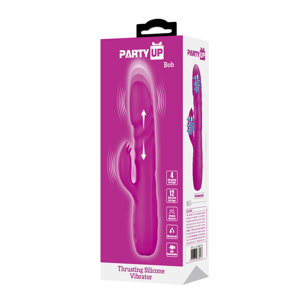 Party Up BOB Thrusting Vibe - Purple - Purple 25 cm USB Rechargeable Thrusting Rabbit Vibrator