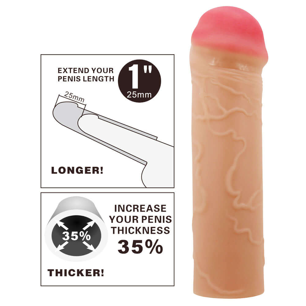 Party Up OSCAR 1 Inch Extender Sleeve - Flesh 1 Inch Penis Extender Sleeve