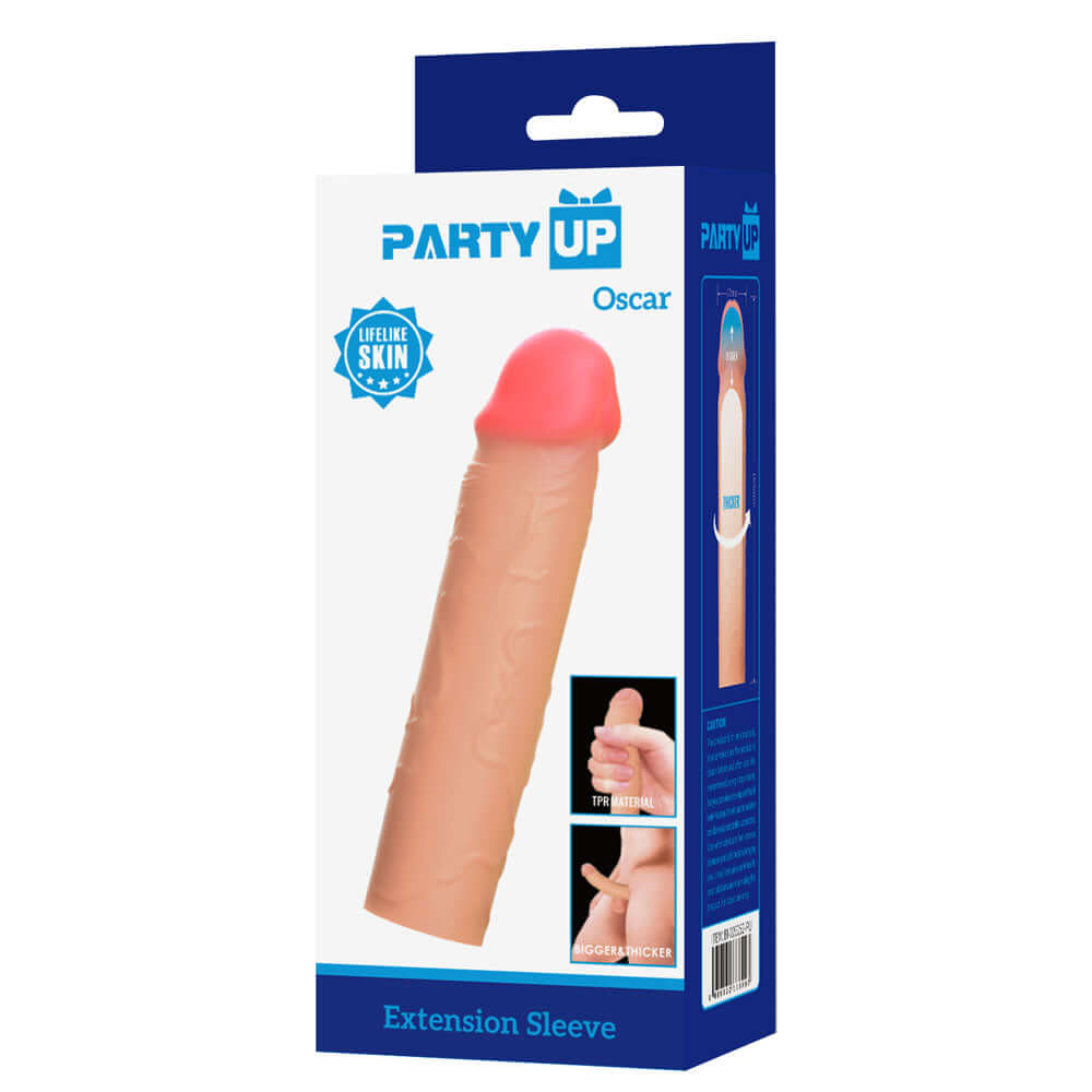 Party Up OSCAR 1 Inch Extender Sleeve - Flesh 1 Inch Penis Extender Sleeve