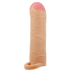 Party Up OWEN 1 Inch Extender Sleeve - Flesh 1 Inch Penis Extender Sleeve with Ball Strap