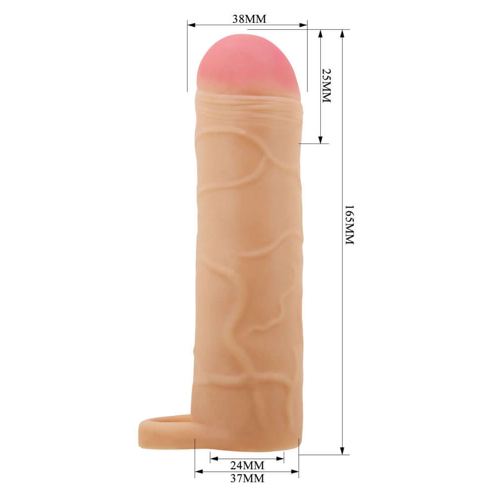 Party Up OWEN 1 Inch Extender Sleeve - Flesh 1 Inch Penis Extender Sleeve with Ball Strap