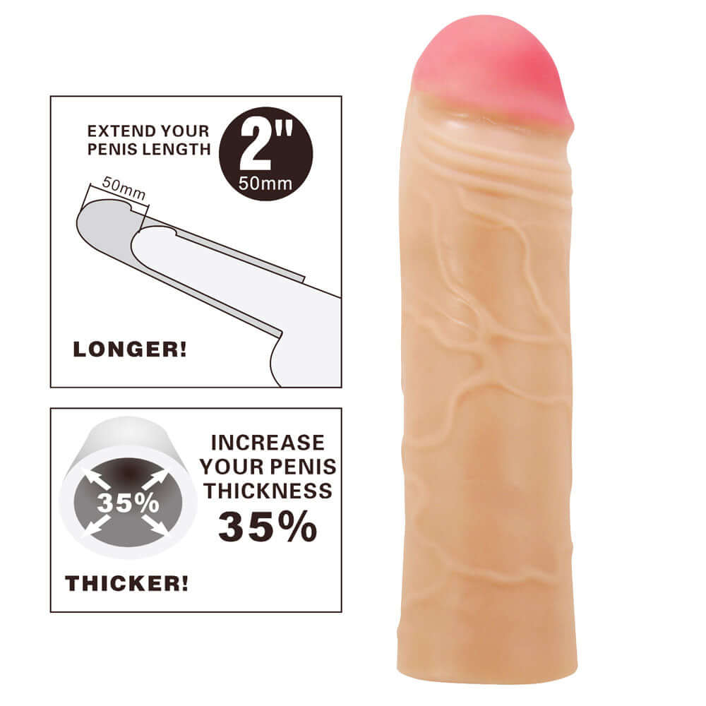 Party Up PARKER 2 Inch Extender Sleeve - Flesh 2 Inch Penis Extender Sleeve