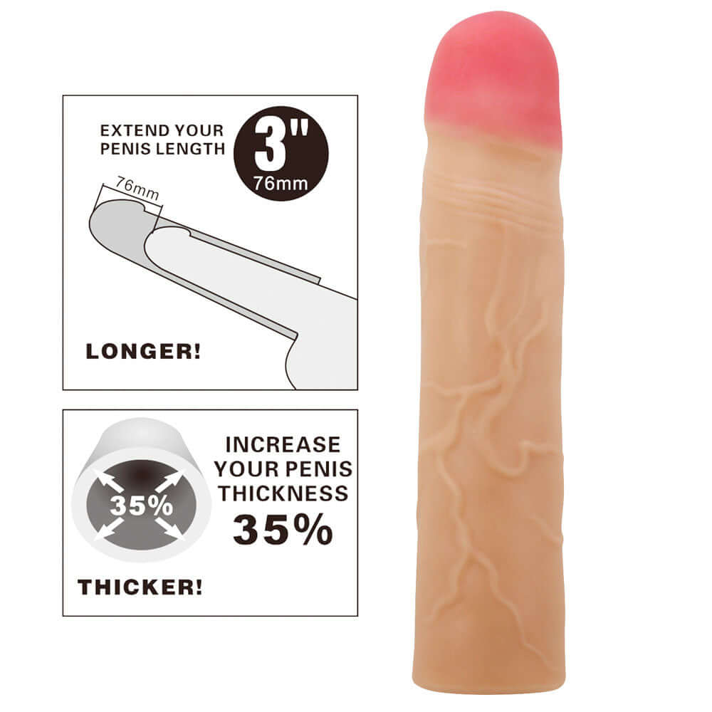 Party Up PHILIP 3 Inch Extender Sleeve - Flesh 3 Inch Penis Extender Sleeve
