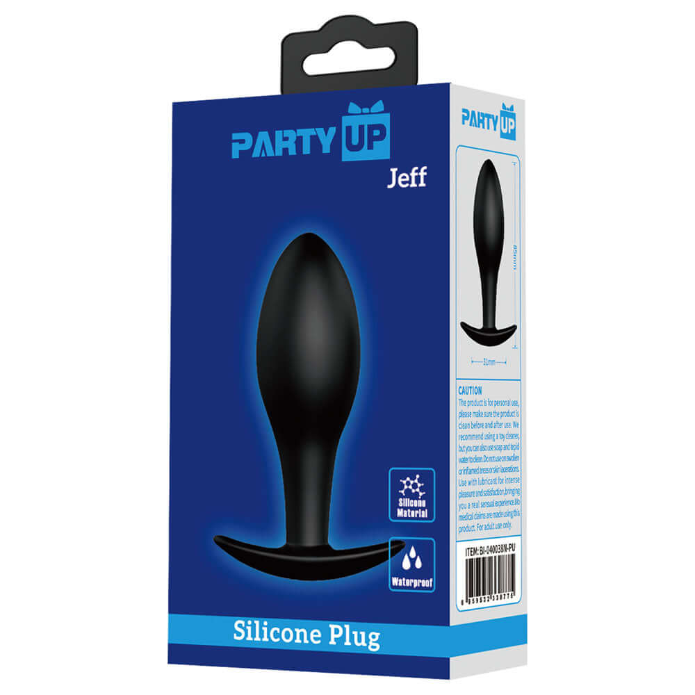 Party Up JEFF Silicone Plug - Black 8.5 cm Butt Plug