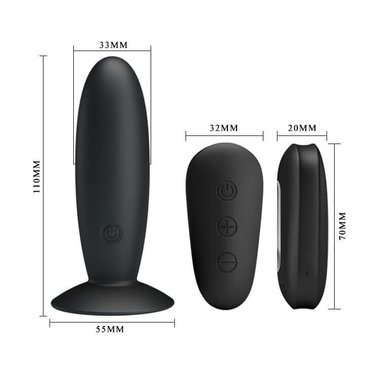 MR PLAY Remote Control Vibrating Anal Plug - Black USB Rechargeable Vibrating Butt Plug with Wireless Remote