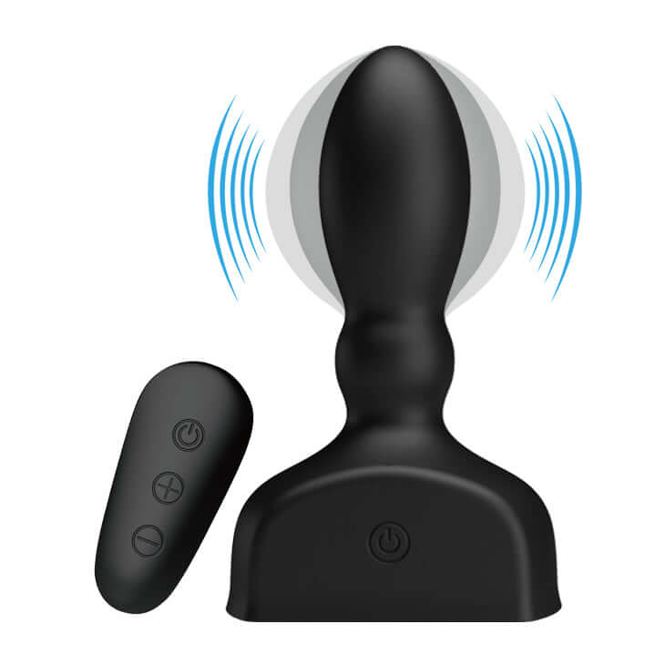 MR PLAY Inflatable Anal Plug - Black USB Rechargeable Inflatable Anal Plug with Wireless Remote