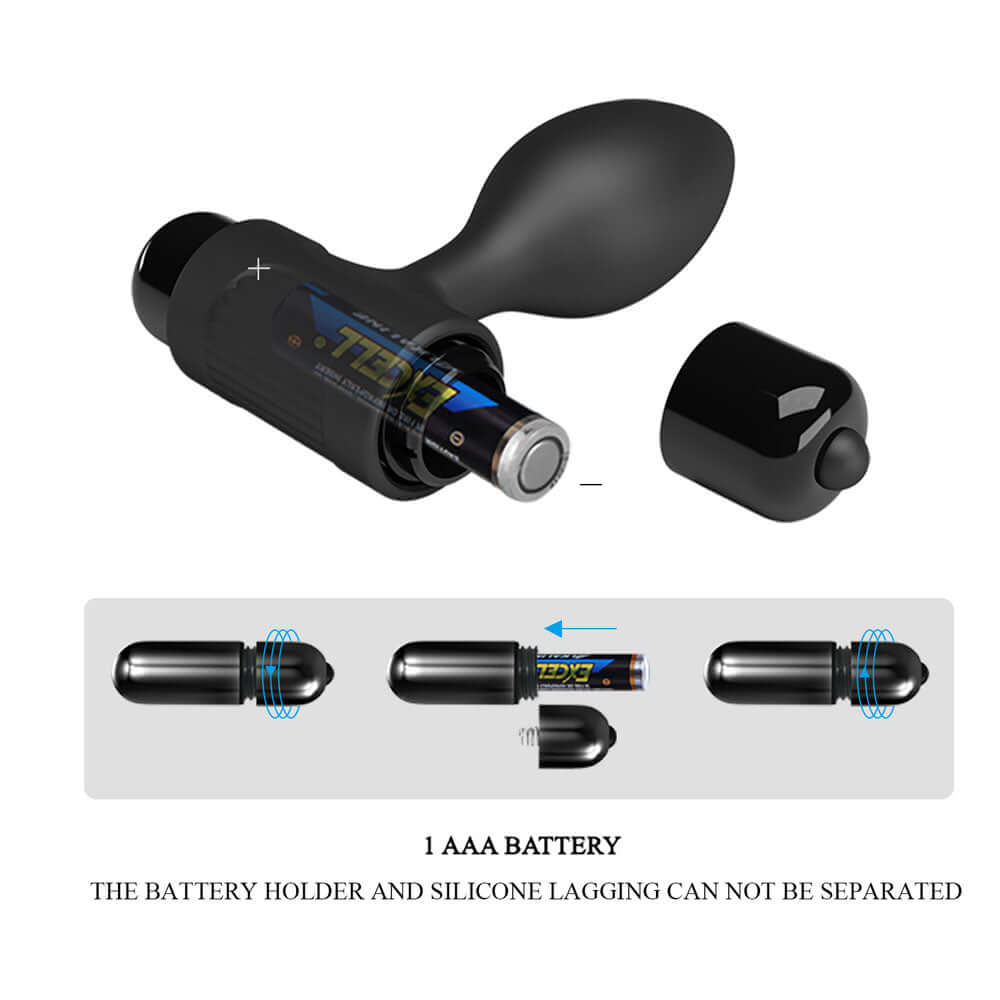 Party Up KEN Vibrating Butt Plug - Black 8.6 cm Vibrating Butt Plug