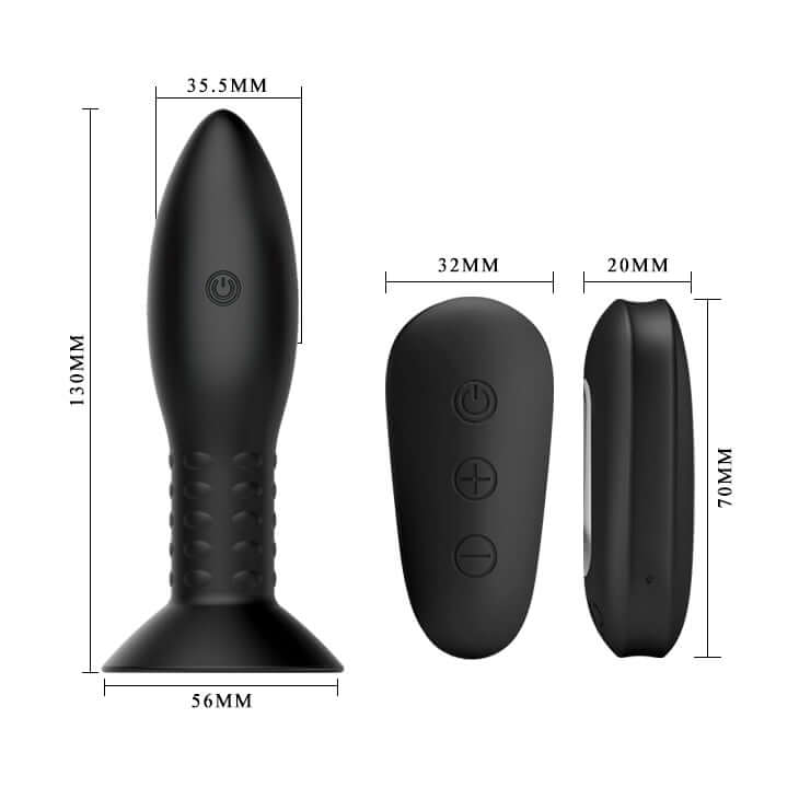 MR PLAY Rotation Beads Anal Plug - Black USB Rechargeable Beaded Butt Plug with Wireless Remote