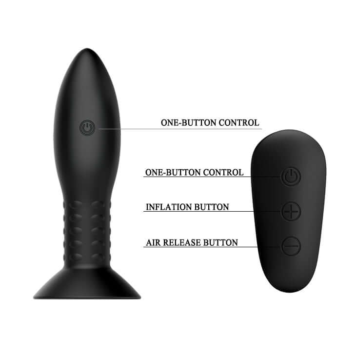 MR PLAY Rotation Beads Anal Plug - Black USB Rechargeable Beaded Butt Plug with Wireless Remote
