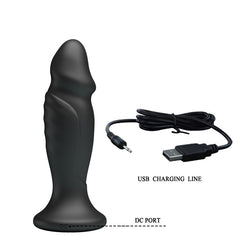 MR PLAY Powerful Vibrating Anal Plug - Black 12.4 cm USB Rechargeable Vibrating Anal Plug with Remote