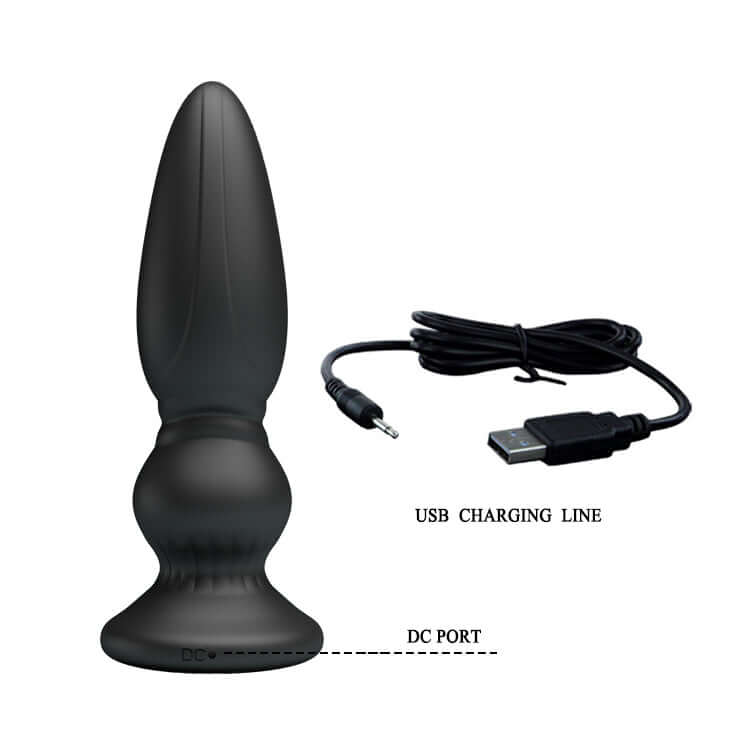MR PLAY Powerful Vibrating Anal Plug - Black 12.5 cm USB Rechargeable Vibrating Anal Plug with Remote